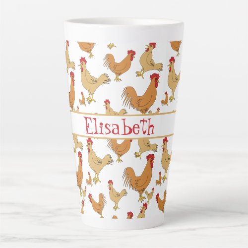 Brown Chicken Design Personalised Large Latte Mug