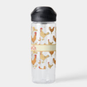 Brown Chicken Design Personalised Water Bottle (Back)