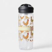 Brown Chicken Design Personalised Water Bottle (Front)