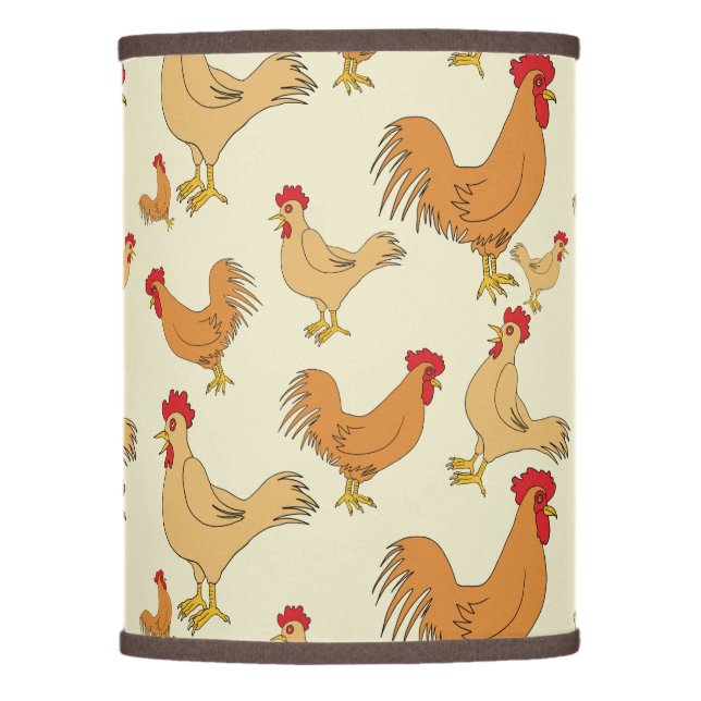 Brown Chicken Pattern Design Brown Lamp Shade (Front)