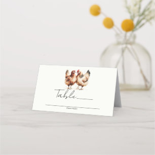 Brown Chickens Country Wedding Table Number Place Card