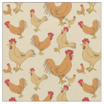 Brown Chickens Pattern Fabric