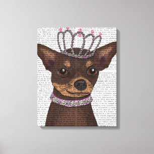 Brown Chihuahua And Tiara Canvas Print