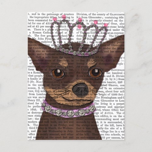 Brown Chihuahua And Tiara Postcard