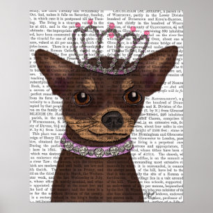 Brown Chihuahua And Tiara Poster