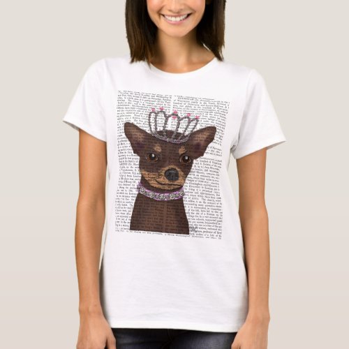 Brown Chihuahua And Tiara T_Shirt