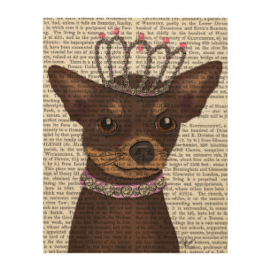 Brown Chihuahua And Tiara Wood Wall Decor