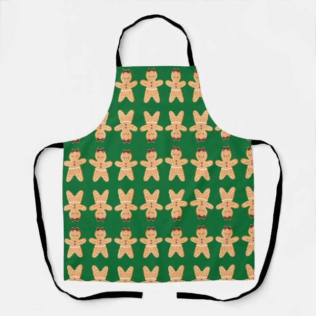 Brown Chocolate Ginger Bread Green Background Apron (Front)