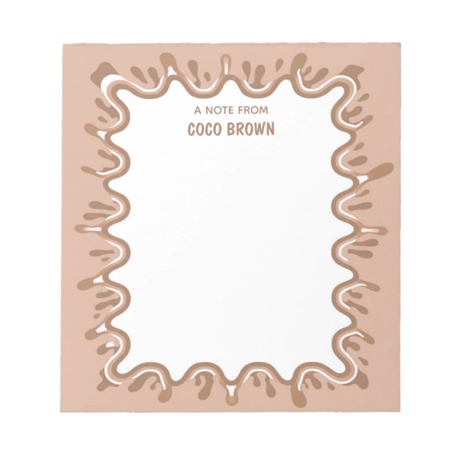 Brown Chocolate Milkshake Splash Personalized Notepad (Front)