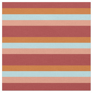 Brown, Chocolate, Powder Blue & Dark Salmon Lines Fabric
