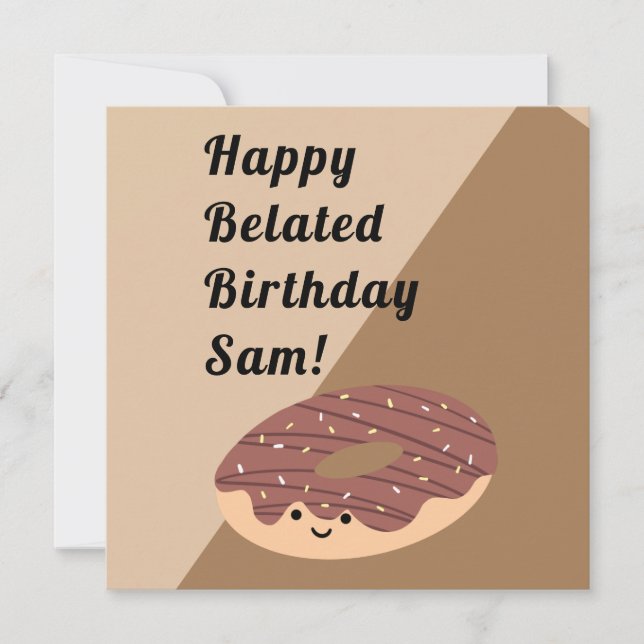 Brown Chocolate Sprinkles Doughnut | Birthday Flat Card (Front)