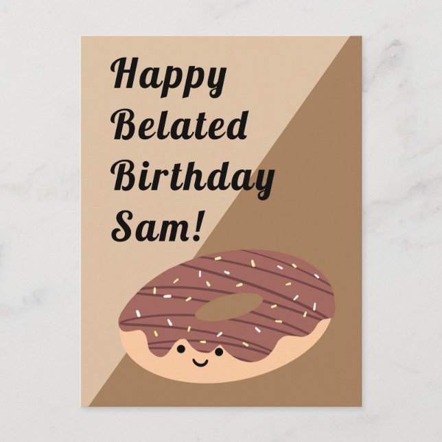 Brown Chocolate Sprinkles Doughnut | Birthday Postcard (Front)