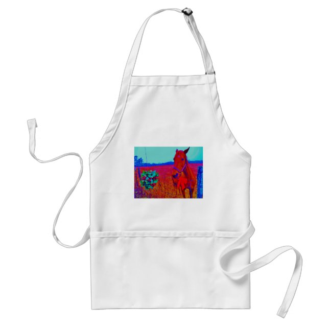 Brown Christmas colored Horse  : add name Adult Apron (Front)
