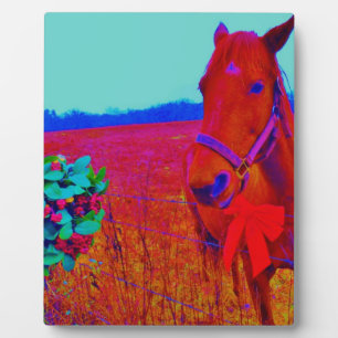Brown Christmas colored Horse  : add name Plaque