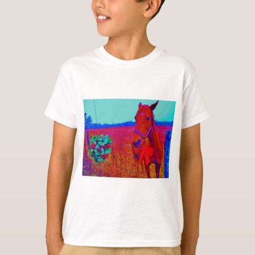 Brown Christmas colored Horse   add name T_Shirt