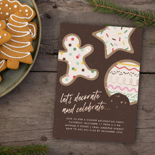 Brown Christmas Cookie Decorating Party Invitation Foil Invitation
