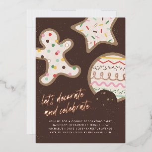 Brown Christmas Cookie Decorating Party Invitation Foil Invitation