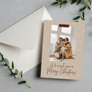Brown Christmas Family Greeting Photo Card