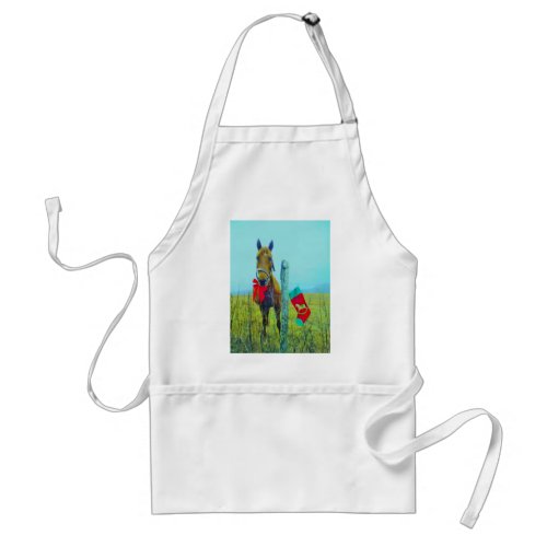 Brown Christmas Horse Adult Apron