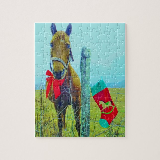 Brown Christmas Horse Jigsaw Puzzle (Vertical)