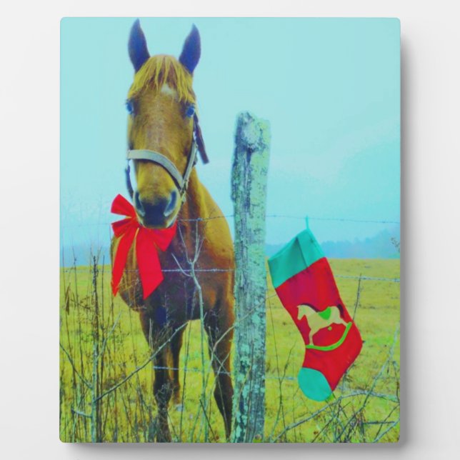 Brown Christmas Horse Plaque (Front)