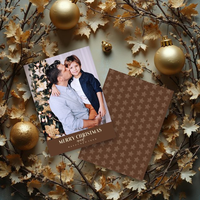 Brown Christmas Modern Sophisticated Photo Family (Brown Christmas Modern & Sophisticated Photo Family Holiday Cards.)