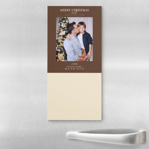 Brown Christmas Modern Sophisticated Photo Family Magnetic Notepad