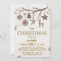 brown Christmas party invitation