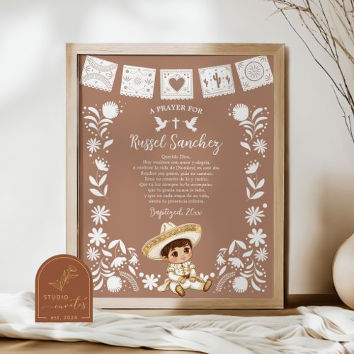 Brown Cielito Lindo Baptism & 1st Birthday Prayer Poster