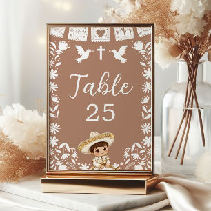 Brown Cielito Lindo Baptism & 1st Birthday Table Number