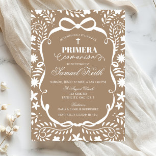 Brown Cielito Lindo Spanish Primera Communion Invitation