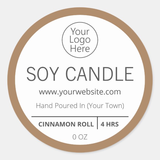 Brown Cinnamon Roll Logo Candle Labels (Front)