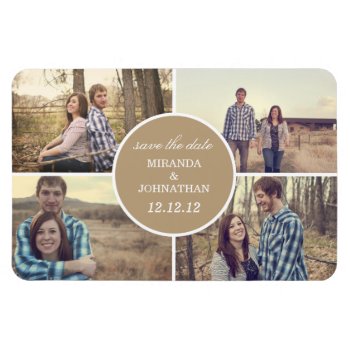 Brown Circle Design Photo Save The Date Magnet by AllyJCat at Zazzle