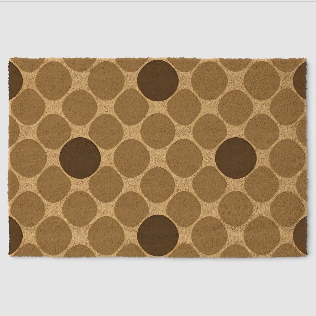 Brown Circle Geometry For Modern Home Decor Fiber Doormat (Front)