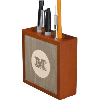 Brown Circle Monogram Pencil Holder