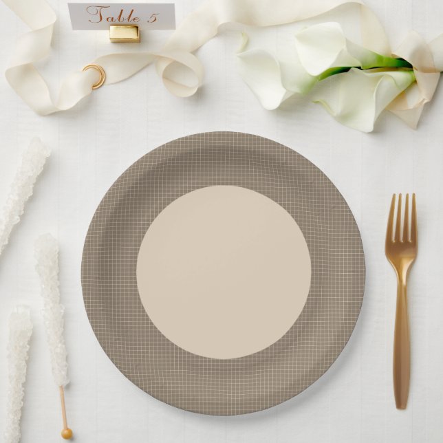 Brown Circle Paper Plates (Wedding)
