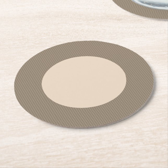 Brown Circle Round Paper Coaster (Angled)