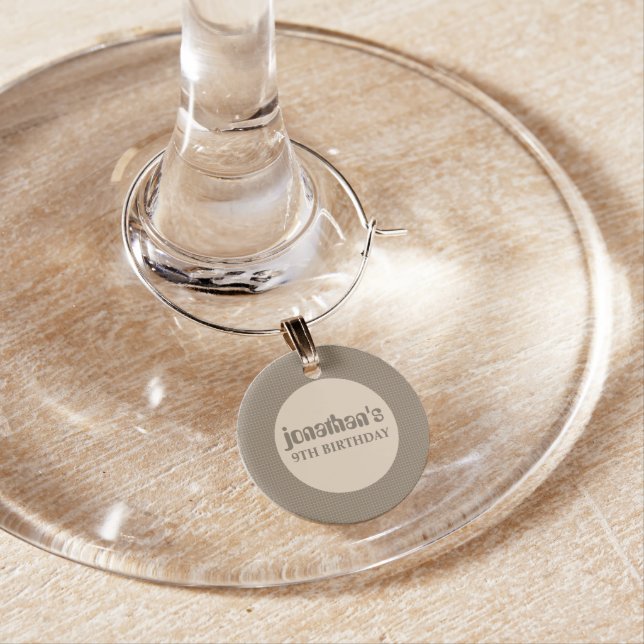 Brown Circle Wine Glass Charm (In Situ)