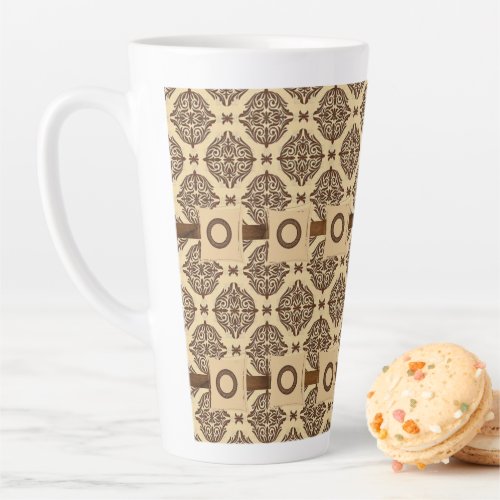 Brown Circular Stripe Latte Mug