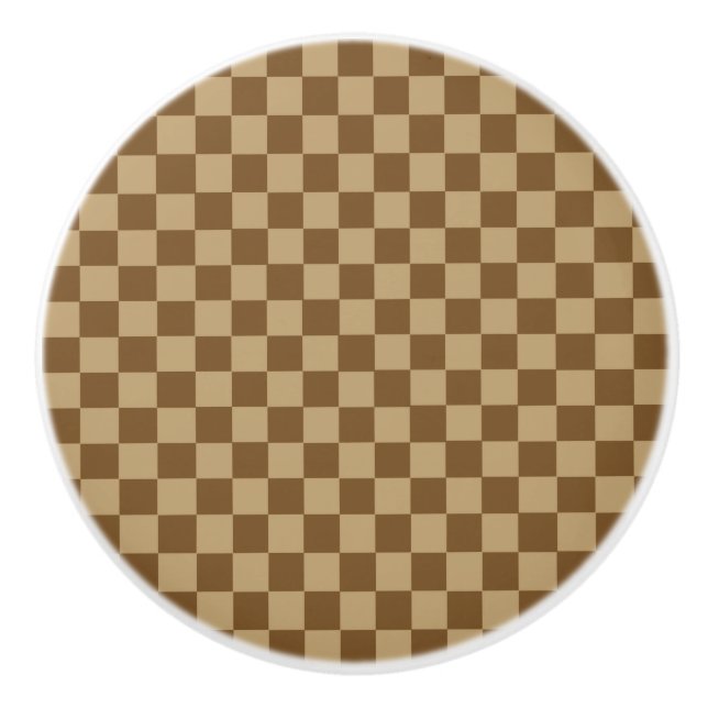 Brown Classic Checkerboard by Shirley Taylor Ceramic Knob (Front)
