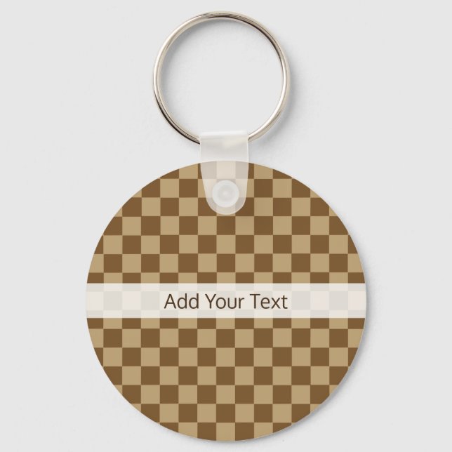 Brown Classic Checkerboard by Shirley Taylor Keychain (Front)