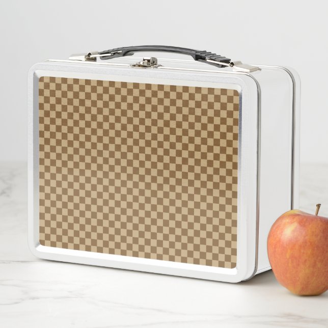 Brown Classic Checkerboard by Shirley Taylor Metal Lunch Box (In Situ)