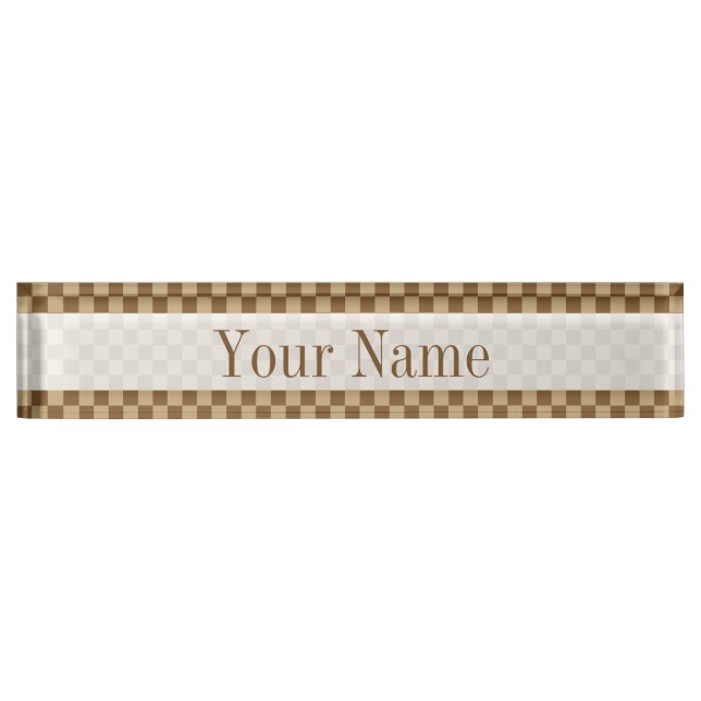 Brown Classic Checkerboard by Shirley Taylor Nameplate (Front)