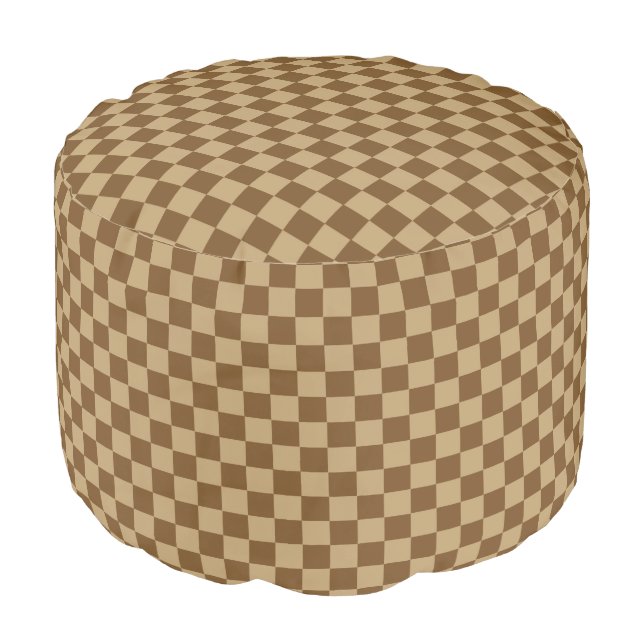 Brown Classic Checkerboard by Shirley Taylor Pouf (Angled Front)