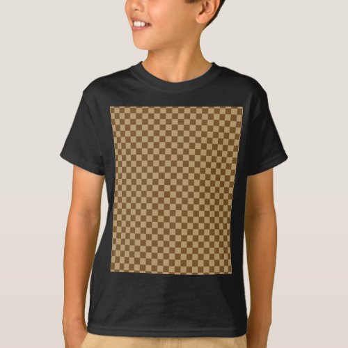 Brown Classic Checkerboard by Shirley Taylor T_Shirt