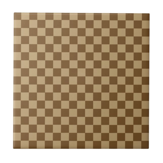 Brown Classic Checkerboard by Shirley Taylor Tile (Front)