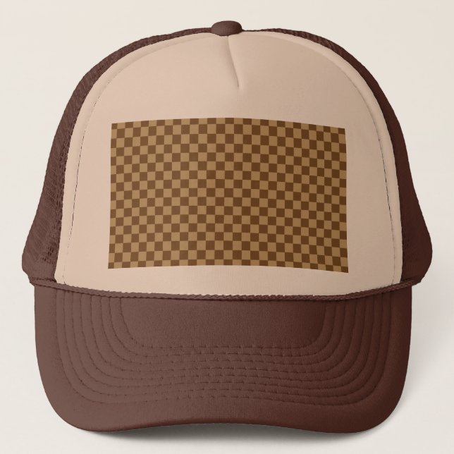 Brown Classic Checkerboard by Shirley Taylor Trucker Hat (Front)