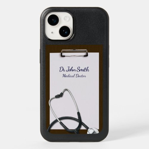 Brown Clipboard with Stethoscope Medical OtterBox iPhone 14 Case