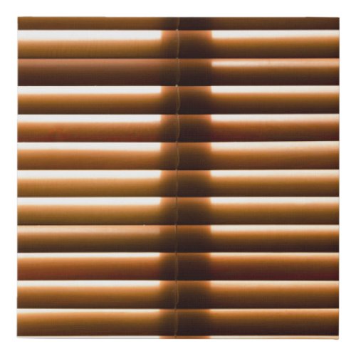 Brown closed window blinds faux canvas print