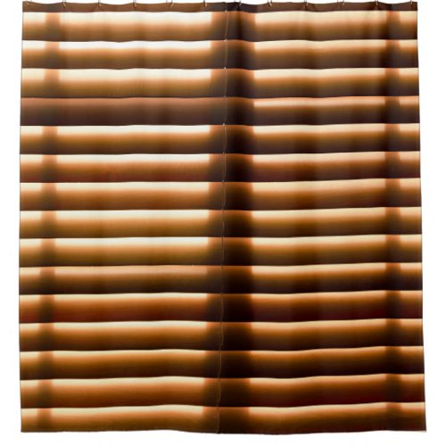 Brown closed window blinds shower curtain